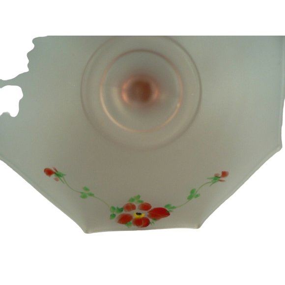 Server Depression Glass Frosted Pink Octagonal Sandwich Dessert Hand Painted 8 s - Picture 8 of 12